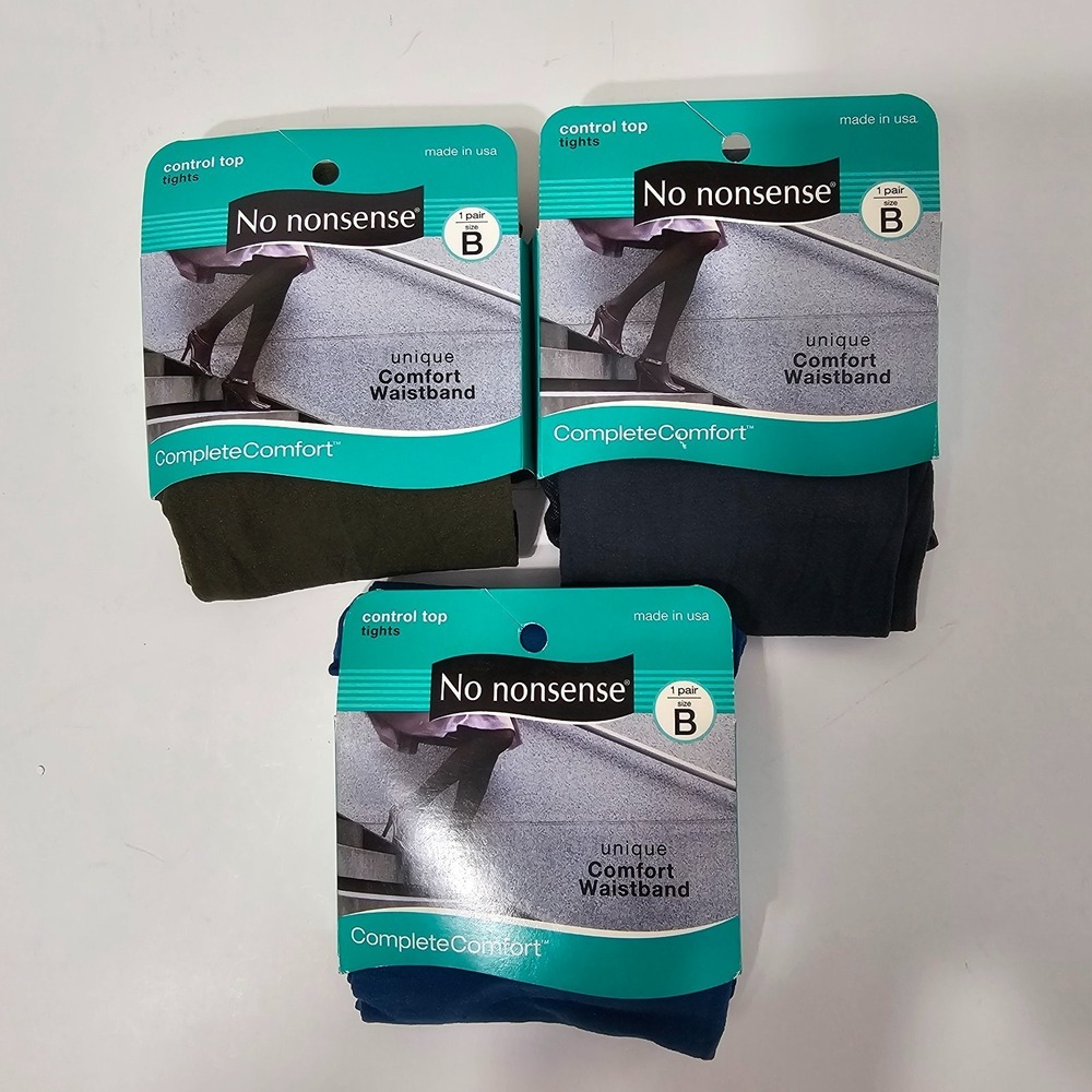 No Nonsense Women's Tights 3 PACK COLORED Grey Green Blue SIZE B